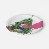 Assiettes En Carton Flamant rose et sapin de Noël (Angle)