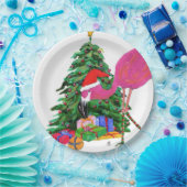 Assiettes En Carton Flamant rose et sapin de Noël (Fête)