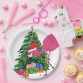 Assiettes En Carton Flamant rose et sapin de Noël (Fête)