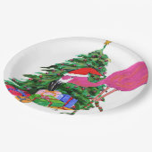 Assiettes En Carton Flamant rose et sapin de Noël (Angle)