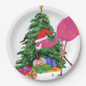 Assiettes En Carton Flamant rose et sapin de Noël (Devant)