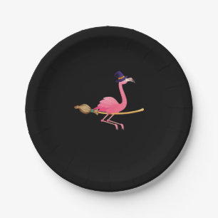 Assiettes En Carton Flamant rose   Femmes Drôle Flamant rose Sorcière 