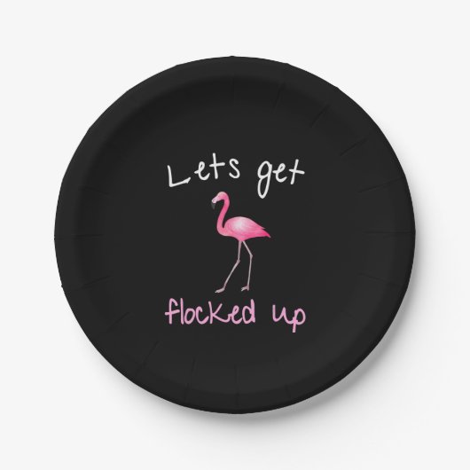 Assiettes En Carton Flamant rose | Flamant rose - Laissons-nous s'envo (Devant)
