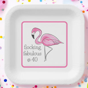 Assiettes En Carton Flamant rose Flocking Fabulous à Quarty Border Par