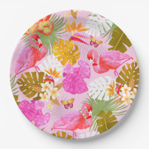 Assiettes En Carton Flamant rose Garden Rose