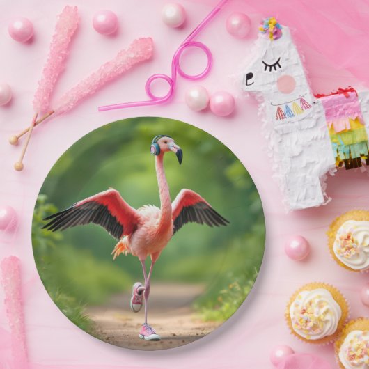 Assiettes En Carton Flamant rose Jogging avec Baskets roses et hauts-s (Fête)