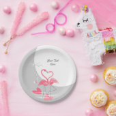 Assiettes En Carton Flamant rose Love Grande Lune Plaques papier texte (Fête)
