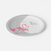Assiettes En Carton Flamant rose Love Grande Lune Plaques papier texte (Angle)