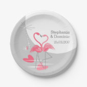 Assiettes En Carton Flamant rose Love Grosse Lune Nom Plaques de papie (Devant)