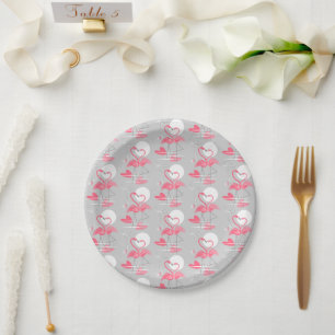 Assiettes En Carton Flamant rose Love Plaques en papier
