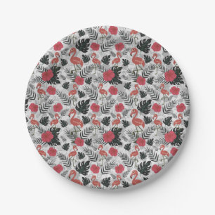 Assiettes En Carton Flamant rose motif sans couture avec arrière - pla