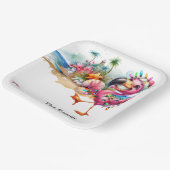 Assiettes En Carton Flamant rose Noël en juillet à la plage (Angulaire)