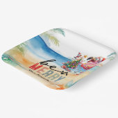 Assiettes En Carton Flamant rose Noël en juillet à la plage (Angulaire)