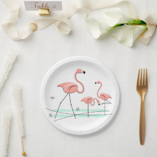Assiettes En Carton Flamant rose Ocean Trio 2 plaque papier