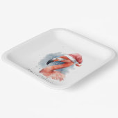 Assiettes En Carton Flamant rose père Noël Snowbird, personnalisé (Angulaire)