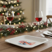 Assiettes En Carton Flamant rose père Noël Snowbird, personnalisé