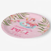 Assiettes En Carton Flamant rose piscine fête fille rose (Angle)