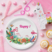 Assiettes En Carton Flamant rose Plaques de fête d'anniversaire (Fête)