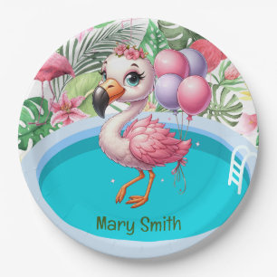 Assiettes En Carton Flamant rose Pool Party !