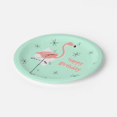 Assiettes En Carton Flamant rose Retro Green Joyeux Anniversaire plaqu (Angle)