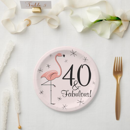 Assiettes En Carton Flamant rose rose 40 et fabuleuse plaque papier (Mariage)