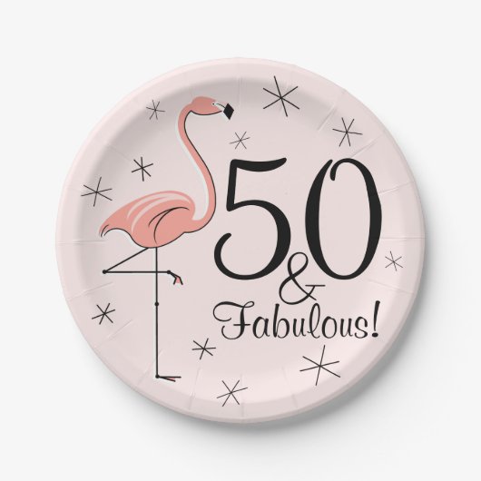 Assiettes En Carton Flamant rose rose 50 et fabuleuse plaque papier (Devant)