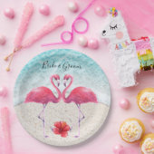 Assiettes En Carton Flamant rose rose à la plage Plaques en papier de  (Fête)