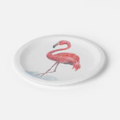 Assiettes En Carton Flamant rose rose, aquarelle. (Angle)