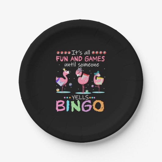Assiettes En Carton Flamant rose rose Bingo Funny Cadeau Art (Devant)