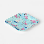 Assiettes En Carton Flamant rose rose Blue Voilier Preppy (Angulaire)