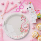 Assiettes En Carton Flamant rose rose C'est une fille Baby shower rond (Fête)