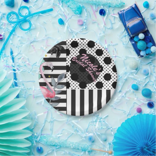 Assiettes En Carton Flamant rose rose d'été Polka Dot Fun Funky Party (Fête)