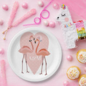 Assiettes En Carton Flamant rose rose élégant coeur amour doux (Fête)