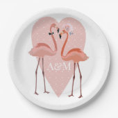 Assiettes En Carton Flamant rose rose élégant coeur amour doux (Devant)