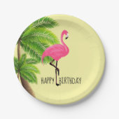 Assiettes En Carton Flamant rose rose et palmiers Plaque en papier (Devant)