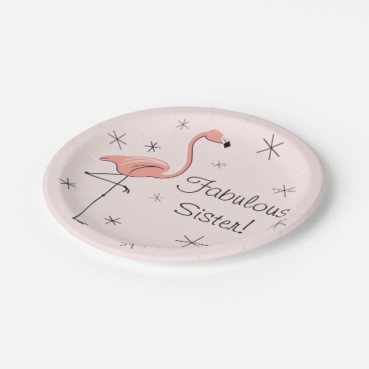 Assiettes En Carton Flamant rose Rose Fabulous Soeur! plaque papier (Angle)