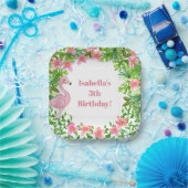 Assiettes En Carton Flamant rose rose Filles tropicales fête d'anniver (Fête)