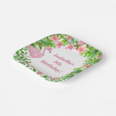 Assiettes En Carton Flamant rose rose Filles tropicales fête d'anniver (Angulaire)