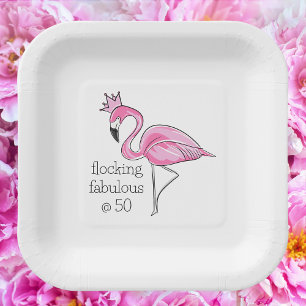 Assiettes En Carton Flamant rose rose flocage de la Couronne Fabrique 