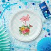 Assiettes En Carton Flamant rose rose & Hibiscus Tropical Fancy (Fête)