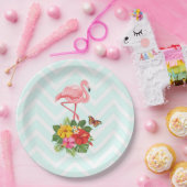 Assiettes En Carton Flamant rose rose & Hibiscus Tropical Fancy (Fête)