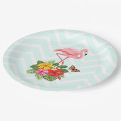 Assiettes En Carton Flamant rose rose & Hibiscus Tropical Fancy (Angle)