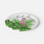 Assiettes En Carton Flamant rose rose, jungle tropicale feuilles (Angle)