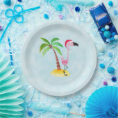 Assiettes En Carton Flamant rose rose lunique Noël tropical (Fête)