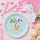 Assiettes En Carton Flamant rose rose lunique Noël tropical (Fête)