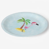 Assiettes En Carton Flamant rose rose lunique Noël tropical (Angle)