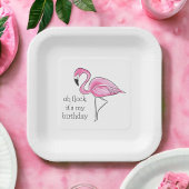 Assiettes En Carton Flamant rose rose Oh Flock C'est mon Anniversaire 