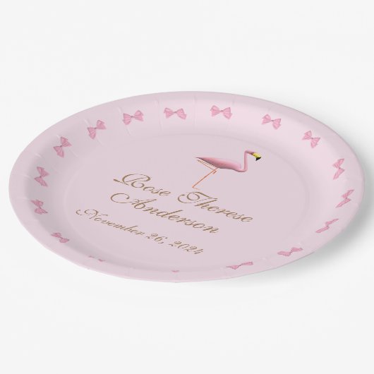 Assiettes En Carton Flamant rose rose personnalisé Thème (Angle)