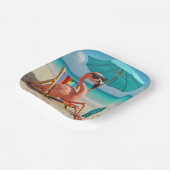Assiettes En Carton Flamant rose Sur Transat De Plage (Angulaire)