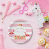 Assiettes En Carton Flamant rose tropical Baby shower en bande rose (Fête)